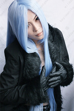 鹿可可艾斯德斯斩赤红之瞳冰蓝色100cm直发cos女师匠cosplay假发