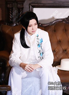 老王NINI黑塔利亚中国拟人APH一点红王耀cos黑60直发cosplay假发