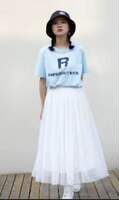 Spring and Autumn new lace half-length skirt for women, large-sized slimming, mid-length gauze skirt, high-waisted pleated skirt, A-line large hem skirt thumbnail 4