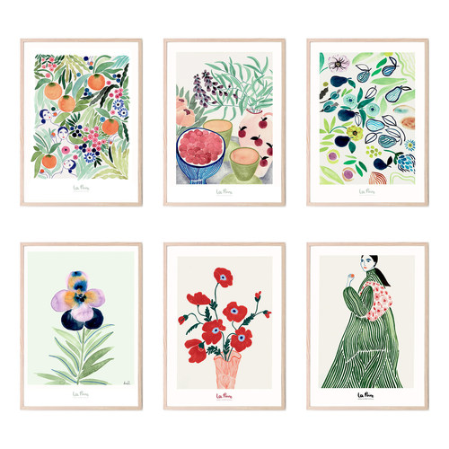 北欧丹麦水彩插画花卉绿植装饰画