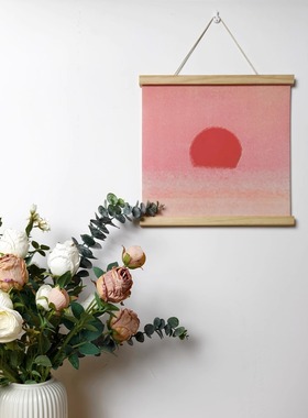 小众波普风安迪沃霍尔日落sunset实木挂轴画儿童房电表箱挂画定制
