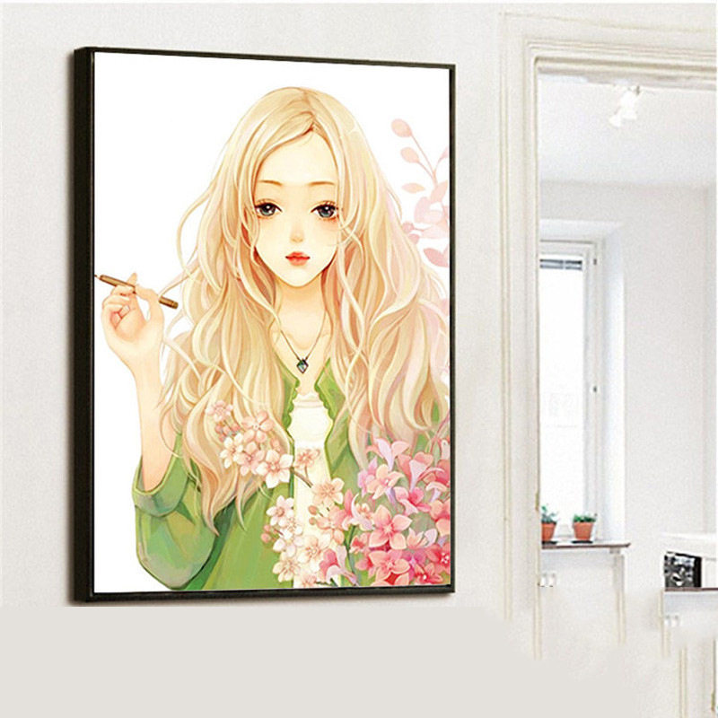 2022新款5d钻石画儿童卡通女孩人物客厅卧室满钻砖石绣粘贴十字绣