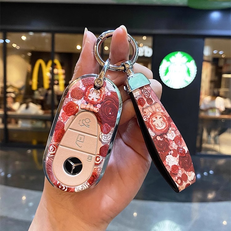 适用奔驰e300l钥匙套glc260l/gle350扣glb220壳a级c级c200l/e级包