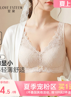 爱黛大胸包容显小内衣女无钢圈薄棉杯性感蕾丝背心式文胸罩A6808B