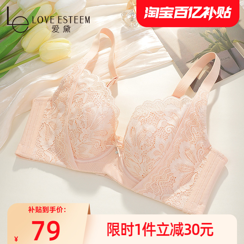 性感蕾丝内衣女软钢圈大胸薄款上托聚拢调整型文胸罩收副乳防下垂