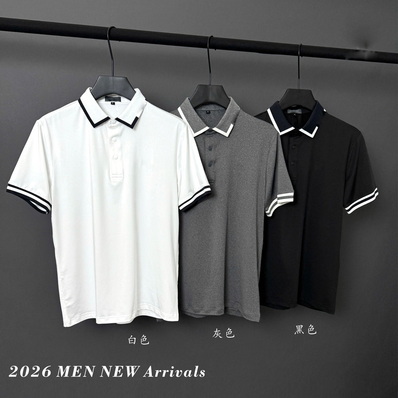 韩版高尔夫男士短袖上衣夏季休闲运动速干透气面料GOLF服装T恤男