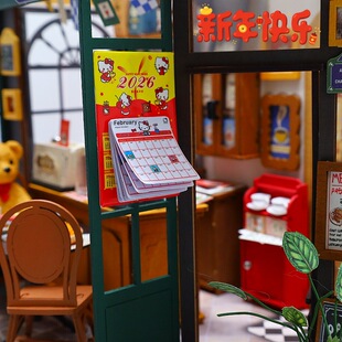 12分微缩模型娃娃屋挂历仿真迷你玩具新年怀旧日历童年过家家场景