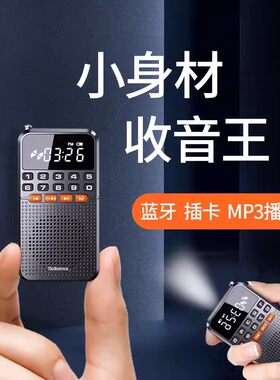 迷你蓝牙收音机多功能插卡MP3播放器老年人半导体手电筒调频广播
