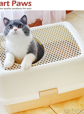 Smart Paws正品顶入式猫砂盆防外溅全封闭猫厕所除臭猫沙盆封闭式