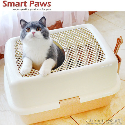 Smart Paws正品顶入式猫砂盆防外溅全封闭猫厕所除臭猫沙盆封闭式