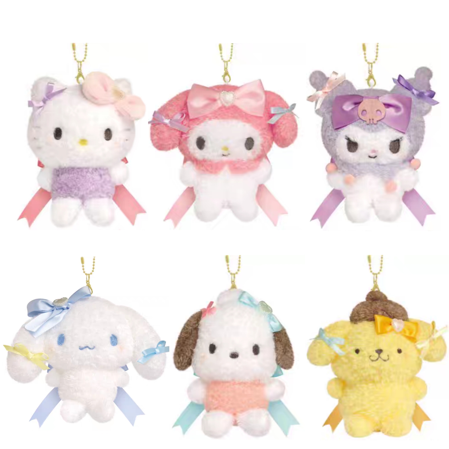 【12月预售】日本三丽鸥CRUX蝴蝶结毛绒挂件kitty美乐蒂布丁狗