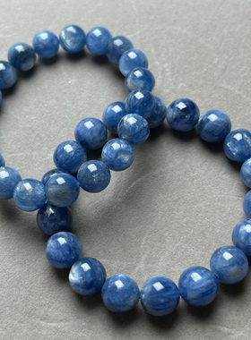 蓝晶石手串蓝色油画风蓝晶大卡百搭蓝绿晶拉丝猫眼手链龙磷蓝晶