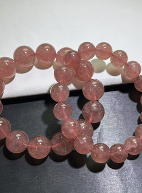 草莓晶手串鸽血红草莓晶女款白水体草莓晶手链桃花单圈素款时尚