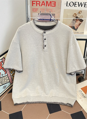 智快鱼bsija乔顿ushi素拼商场同款欧洲站2026新款男装利鲨短袖t恤