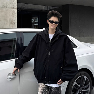 智快鱼港仔文艺男装店铺素拼商场同款欧洲站2026新款单农夹克外套