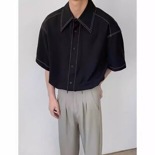 智快鱼港仔文艺西西里潮牌2026新款夏季阿斯顿痞帅高级感男装衬衫