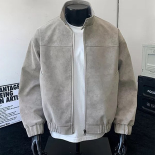 智快鱼港仔文艺男装店铺素拼商场同款欧洲站2026新款单农夹克外套