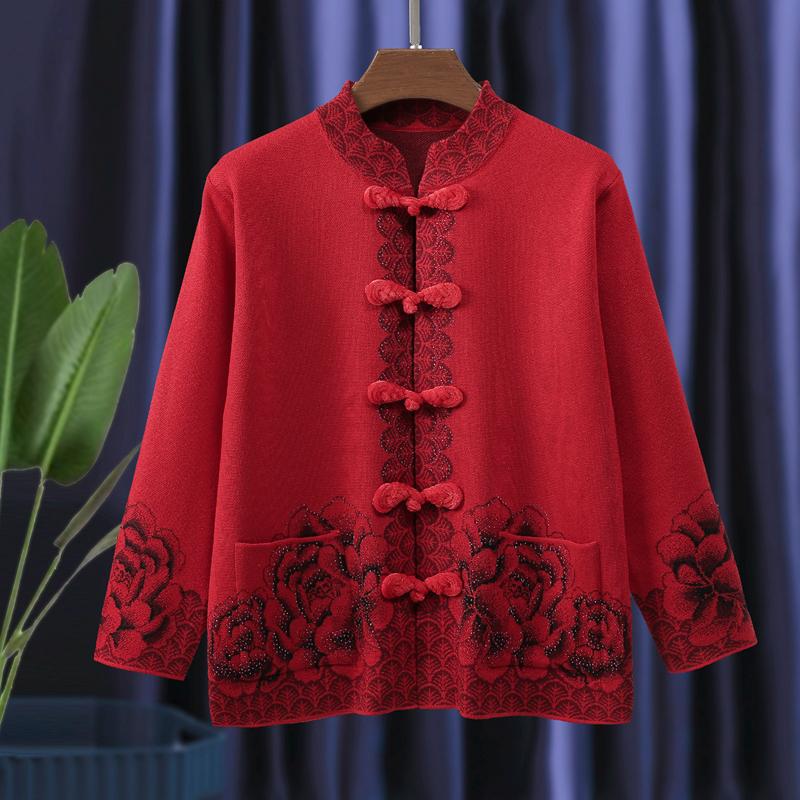 老年人外套女奶奶装冬装唐装结婚礼服老太太妈妈春秋季老人上衣服