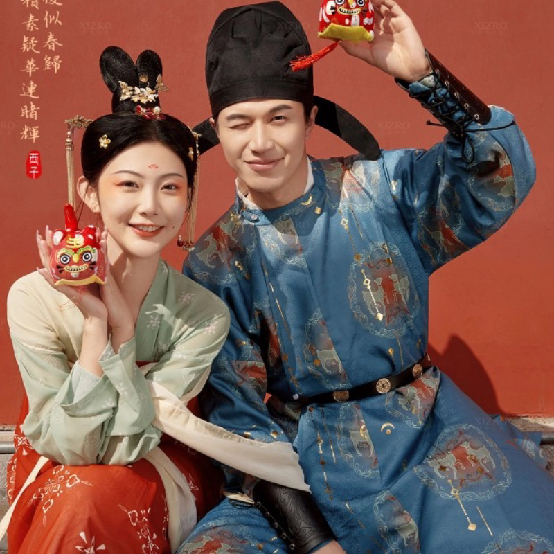 影楼主题服装中式国风拍照衣服情侣汉服婚纱照唐制古装影楼服装