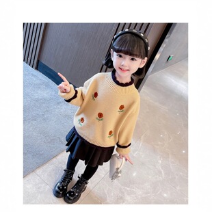 女童毛衣加厚2026新款韩版儿童秋冬针织衫打底女宝宝洋气上衣外搭