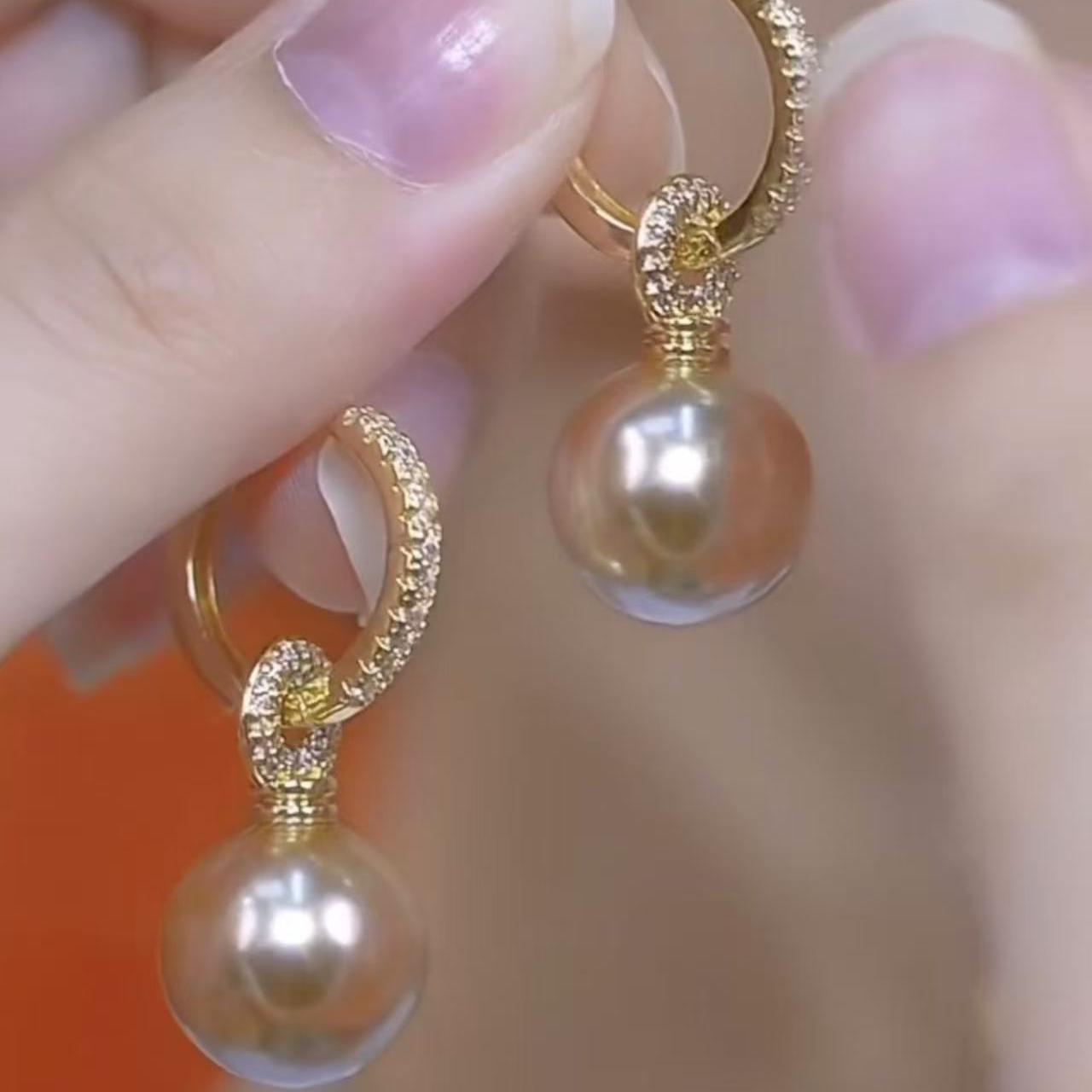 轻奢高端香槟色珍珠耳环女女
