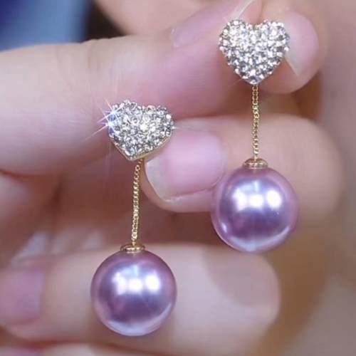 新款珍珠耳环女爱心耳钉