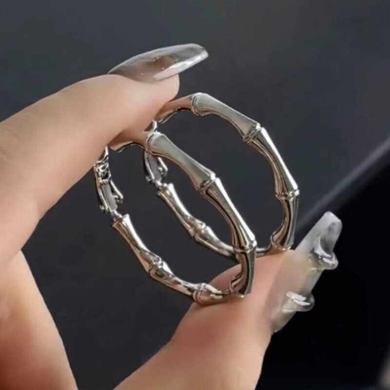 简约休闲冷淡风竹节圈圈耳环女