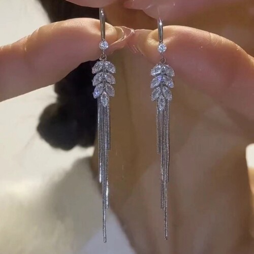 简约长款麦穗流苏耳环女高级感