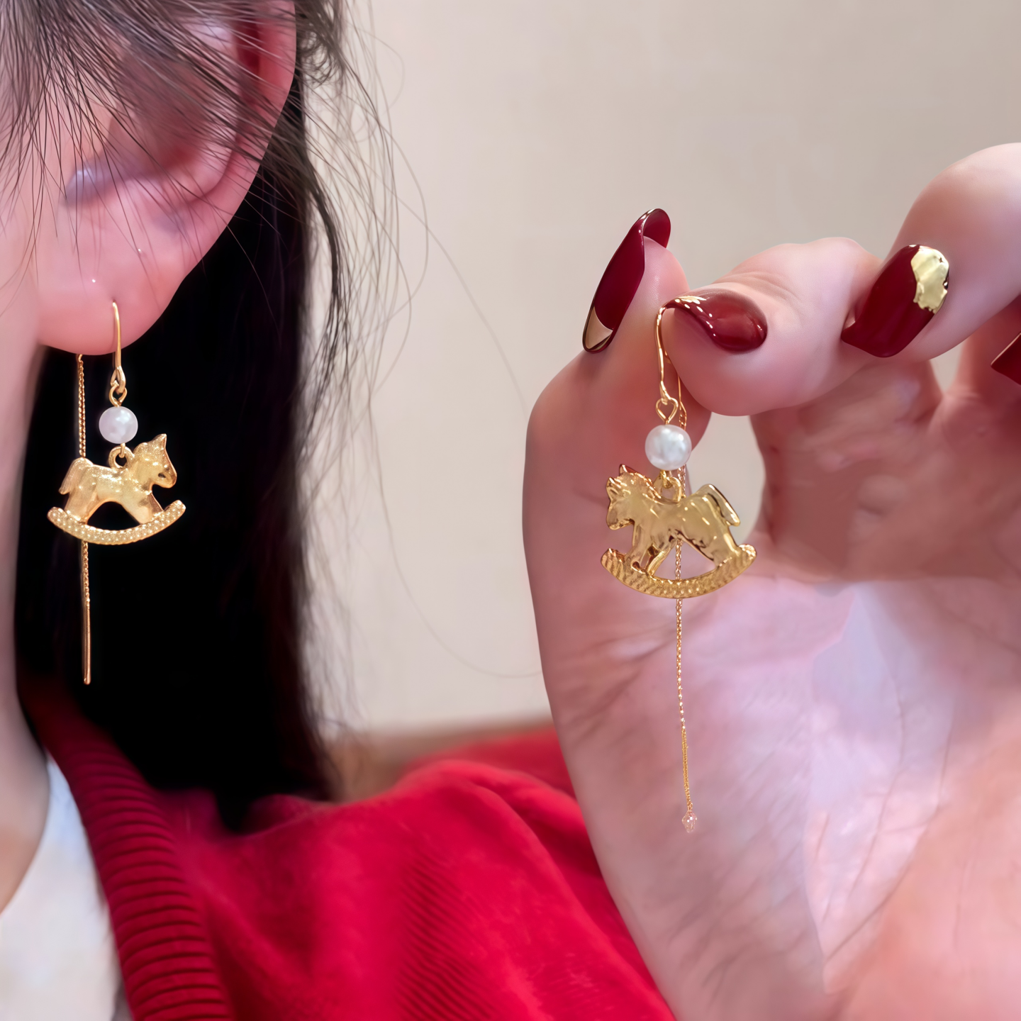本命年生肖马超闪满钻流苏耳线