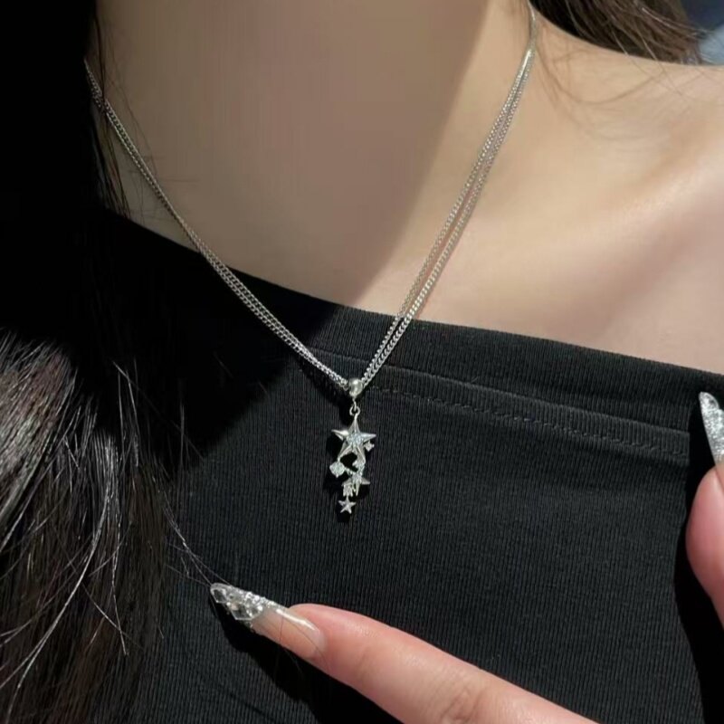 冷淡风星星双层项链女小众设计感锁骨链简约个性卫衣链高级感颈链