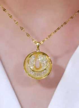 金丝网状水晶圈圈吊坠锁骨链女