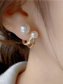 设计感一款 两戴珍珠耳环简单大方百搭个性 耳坠秋冬气质潮简约耳钉