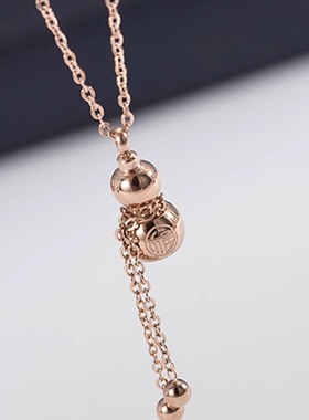 百搭时尚钛钢聚财葫芦项链