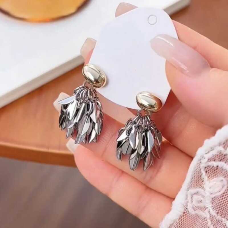 金银双色两戴豆豆麦穗流苏耳环女