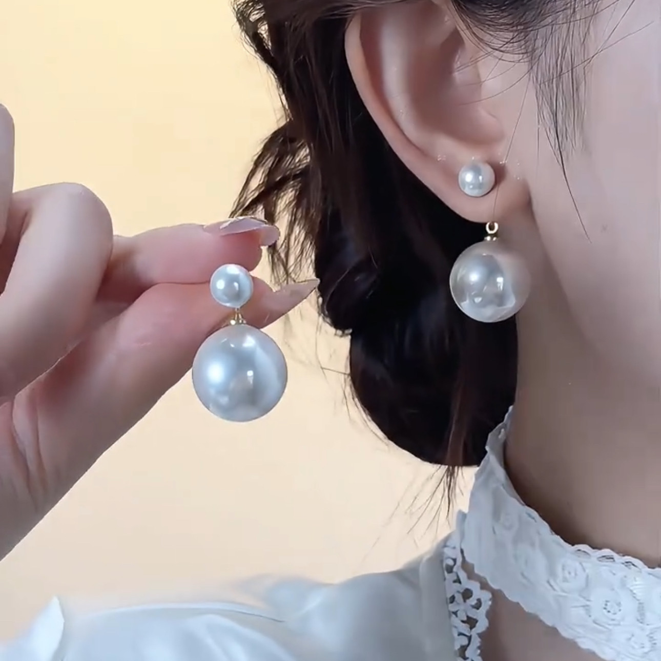 一款两戴珍珠耳环女2025新款爆款高级感耳钉2026新款耳坠小众耳饰