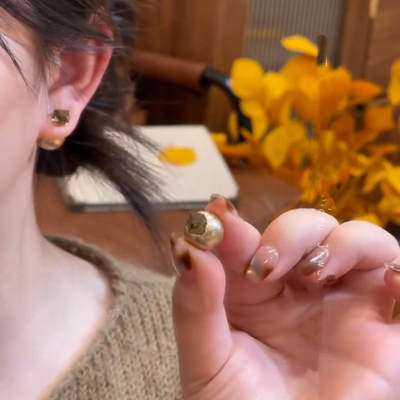 复古方糖水晶珠珠两戴耳钉高级感前后戴珍珠耳环法式轻奢百搭耳饰