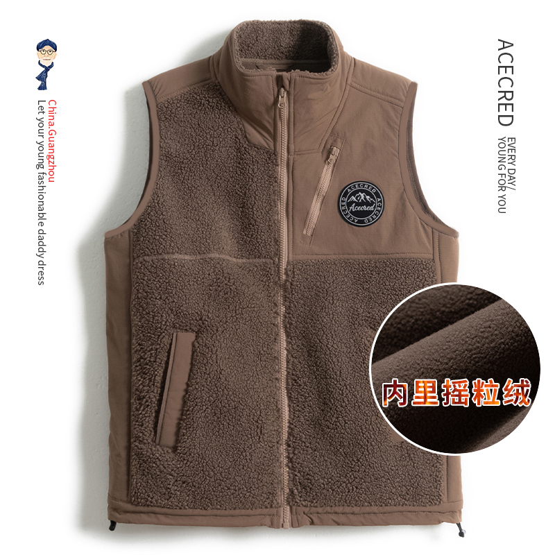 爸爸加绒厚款马甲男中老人