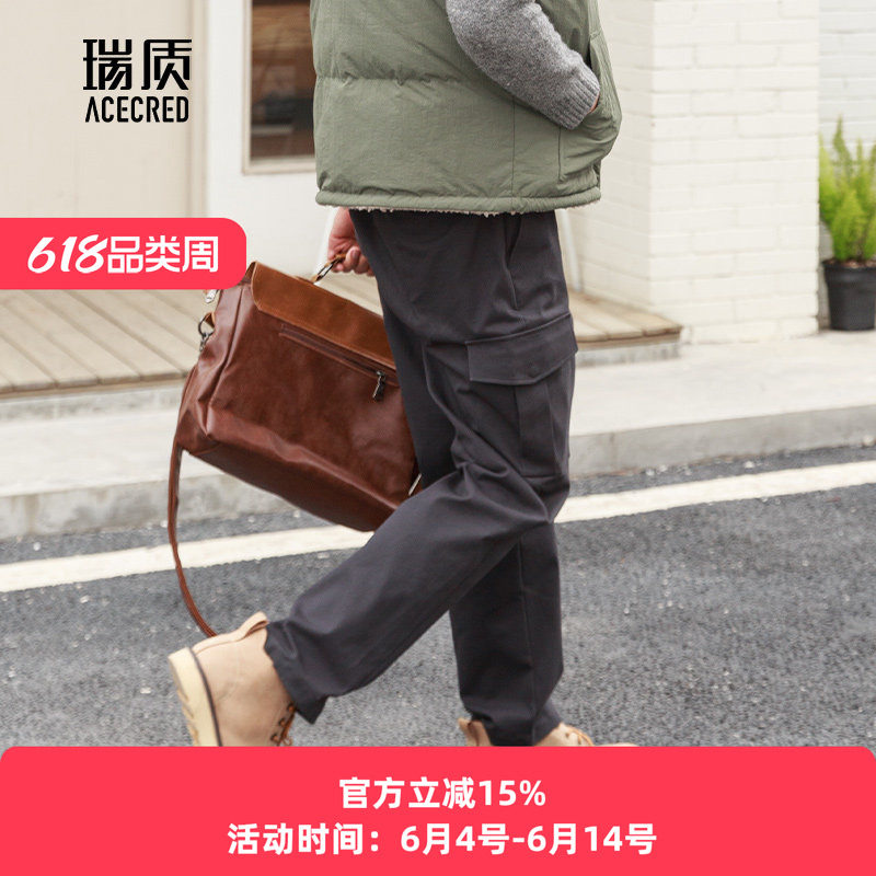 爸爸秋冬裤子男中老年人宽松工装长裤老人爷爷春装松紧腰休闲裤