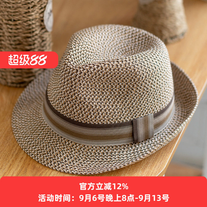 男女士新款草编草帽爸爸夏季遮阳帽旅游防晒沙滩帽子中老年礼帽