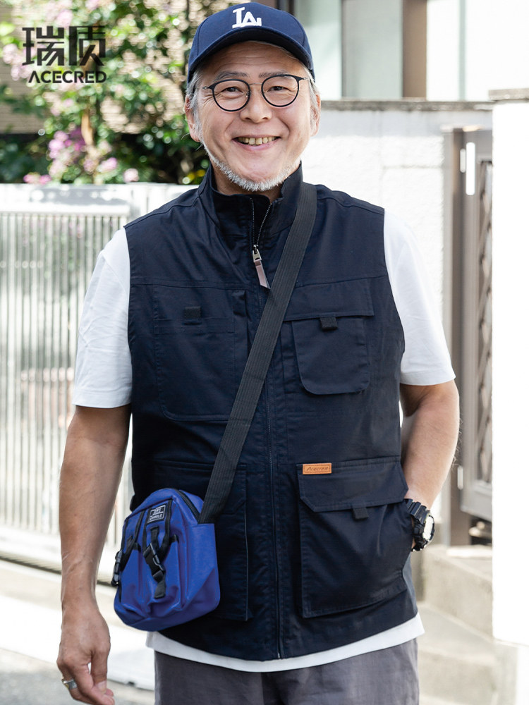 DADDY FISHING VEST MIDDLE-AGED AND ELDERLY AUTUMN CLOTHES MULTI-POCKET SHOULDERS OLD MAN HORSE CLIP GRANDFATHER CLOTHES SPRING AND AUTUMN VEST MAN