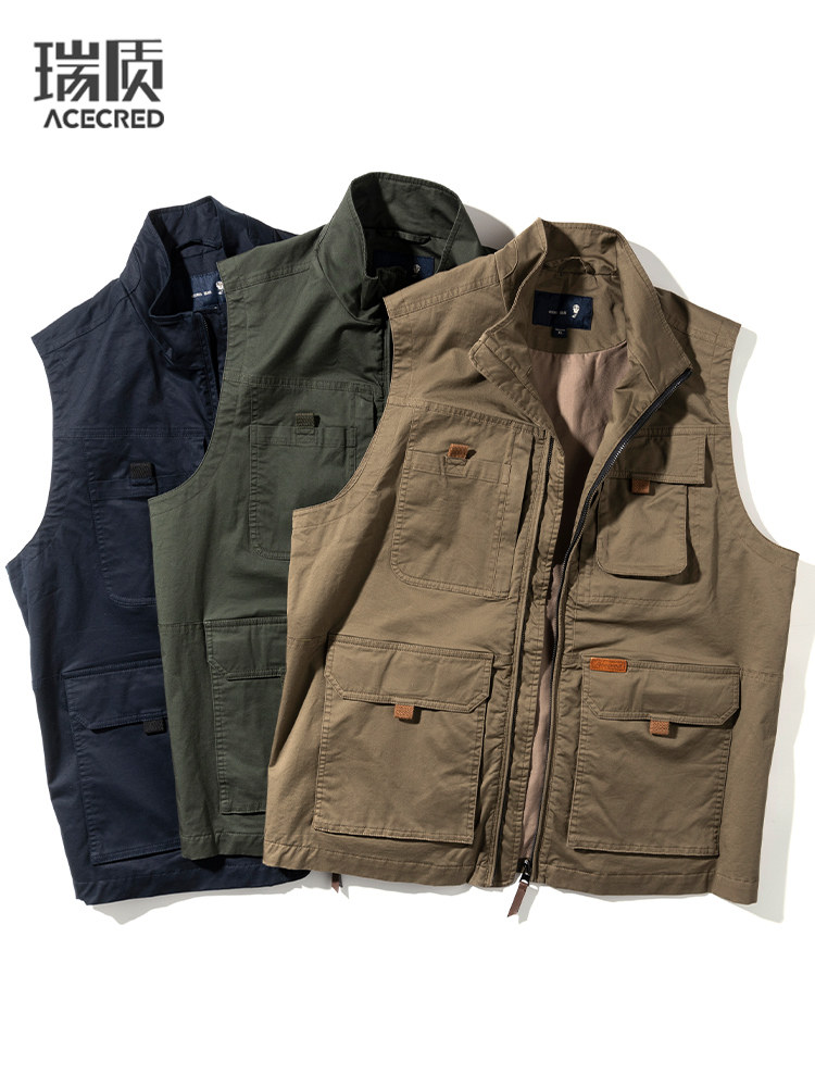 DADDY FISHING VEST MIDDLE-AGED AND ELDERLY AUTUMN CLOTHES MULTI-POCKET SHOULDERS OLD MAN HORSE CLIP GRANDFATHER CLOTHES SPRING AND AUTUMN VEST MAN