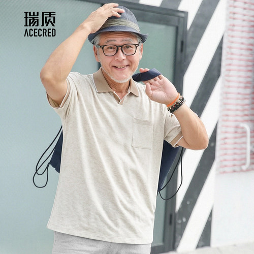 中年夏装单向导湿短袖T恤