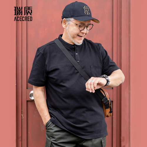 爸爸夏装纯棉短袖中老年人