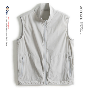 中年爸爸夏装 宽松单层马夹老人爷爷背心 马甲轻薄透气中老年人夏季