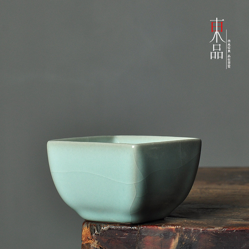 青瓷哥窑四方杯陶瓷主人功夫茶杯