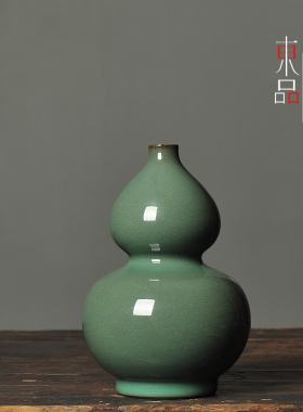 龙泉铁胎釉葫芦花瓶玄关摆设装饰