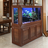 中式 鱼缸 水族箱大型龙鱼客厅底过滤吧台风水免换水生态玻璃鱼缸