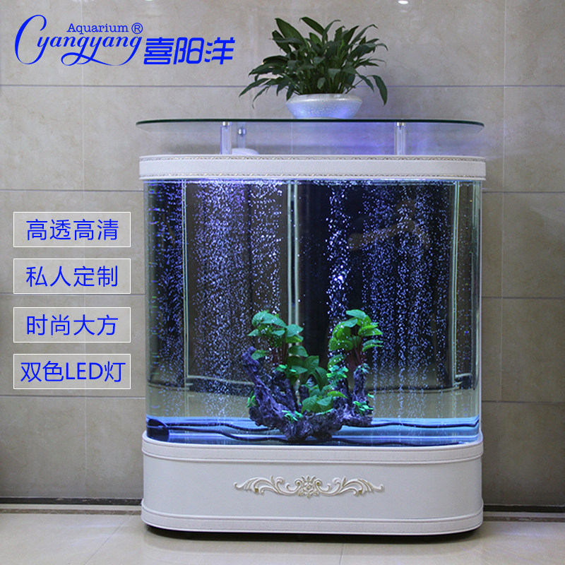 欧式双弧鱼缸客厅鱼缸