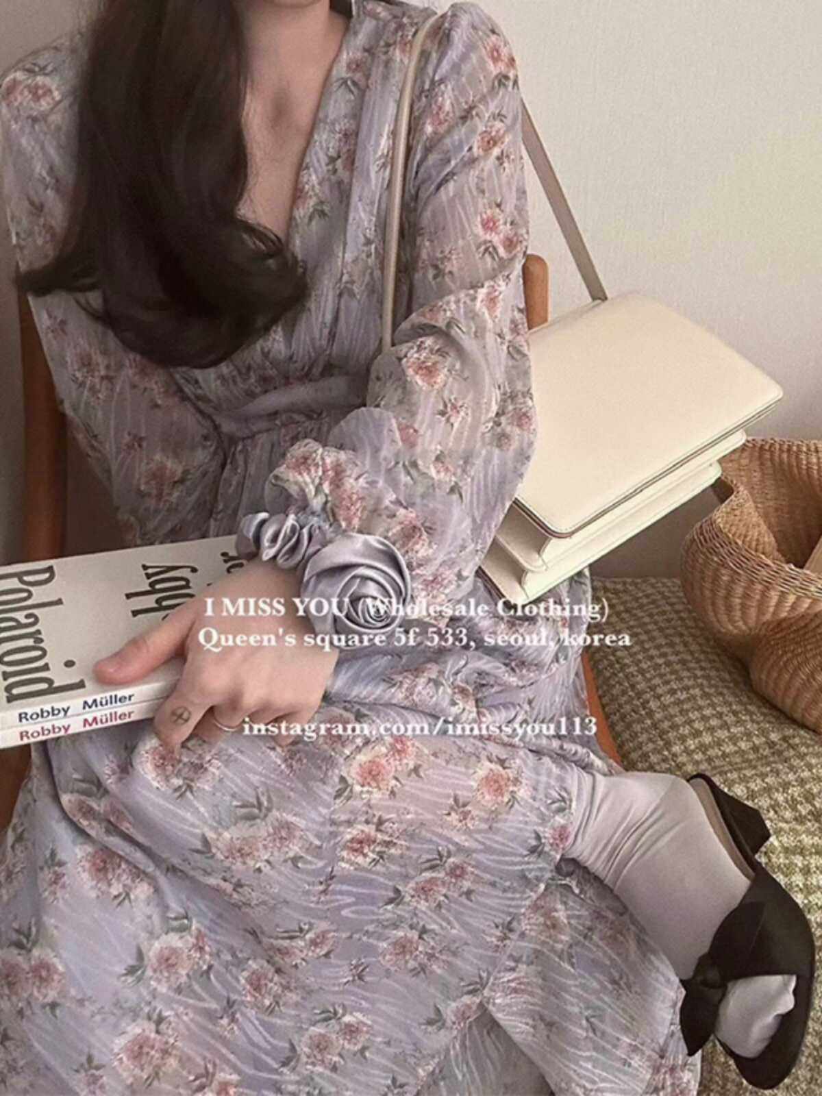 韩国2024春收腰显瘦碎花imissyou