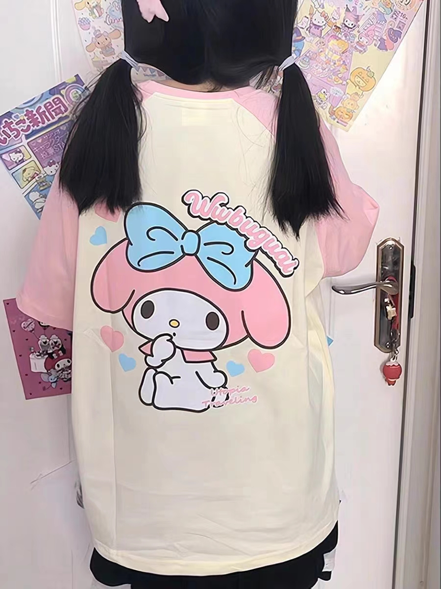 可爱美乐蒂纯棉印花短袖t恤女